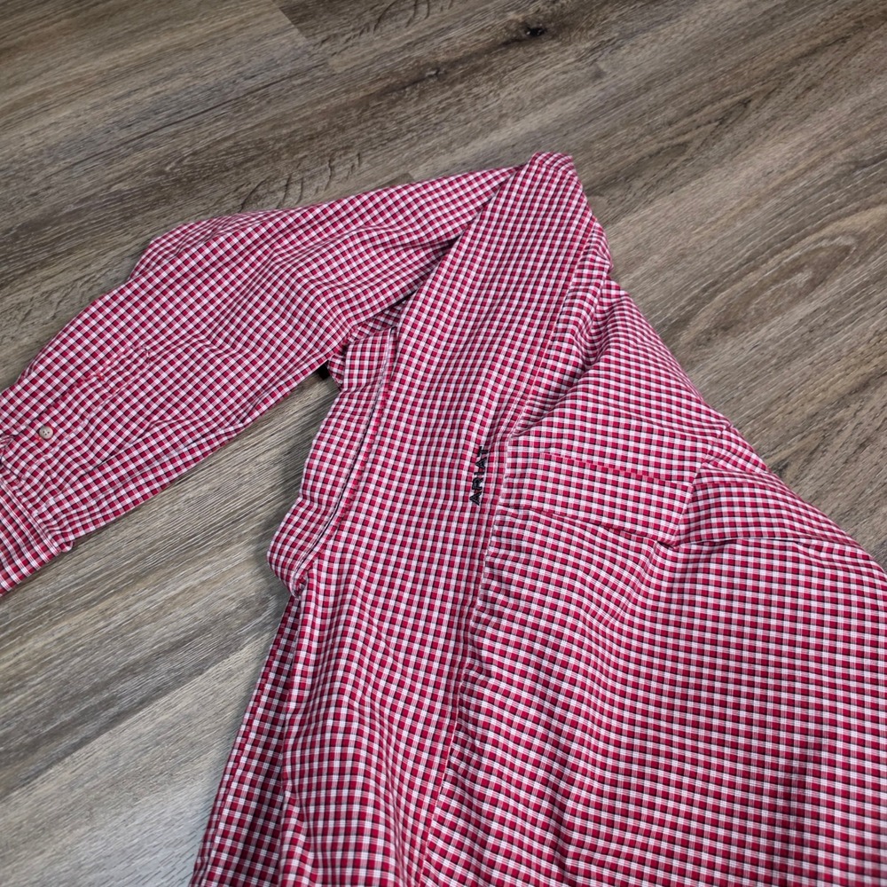 Ariat Mens XXL Porter LS Shirt Red White Gingham Pro Series Button Down 10047166 - Picture 8 of 9